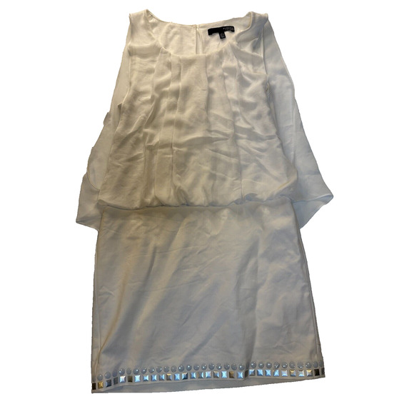 PLASTIC ISLAND White Sleeveless Mini Dress/Small/Easter/church/brunch/sheath euc - Picture 1 of 5